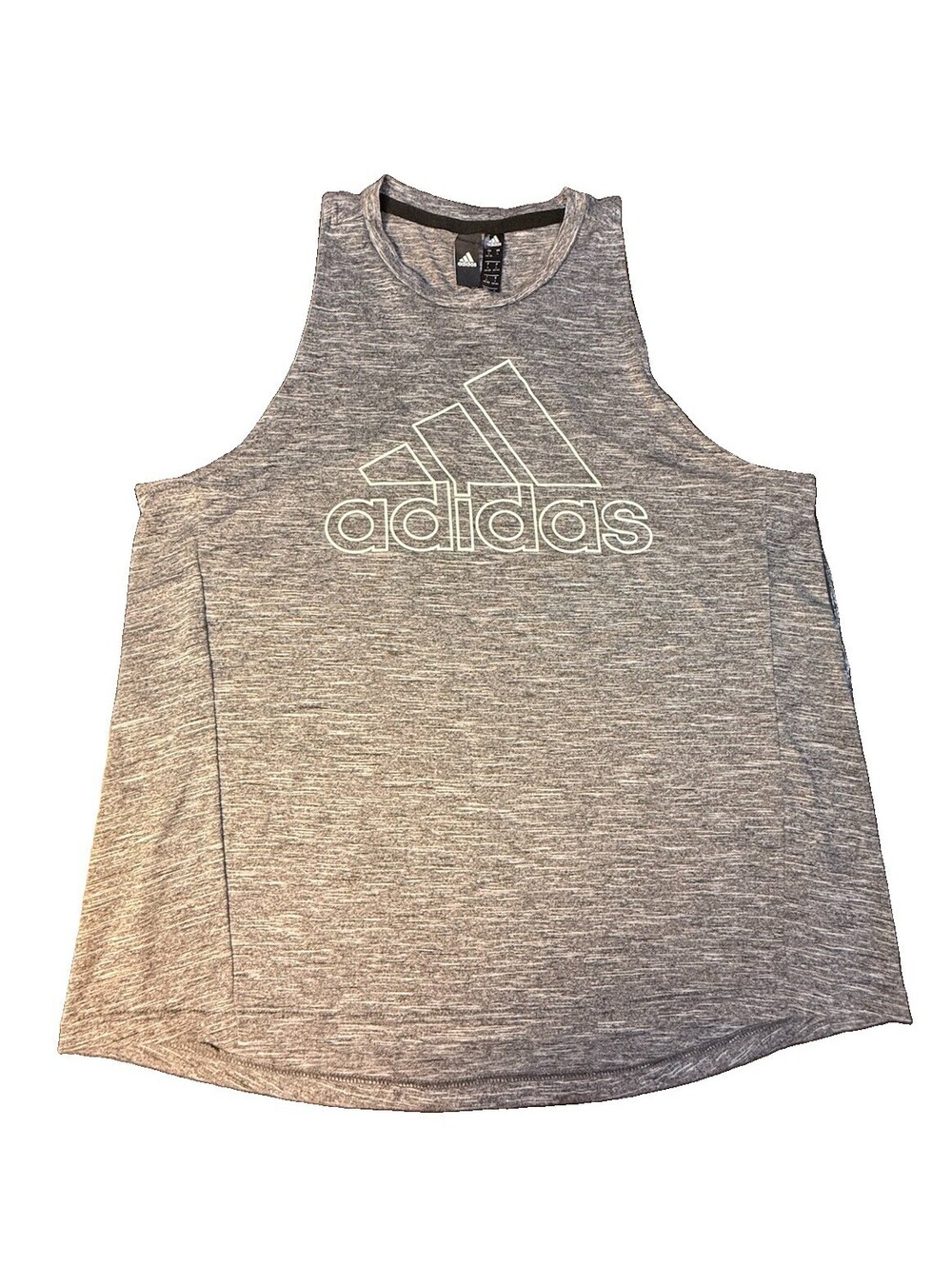 adidas Tank Womens L Gray Heathered Racerback Lightweight Round Neck Jersey